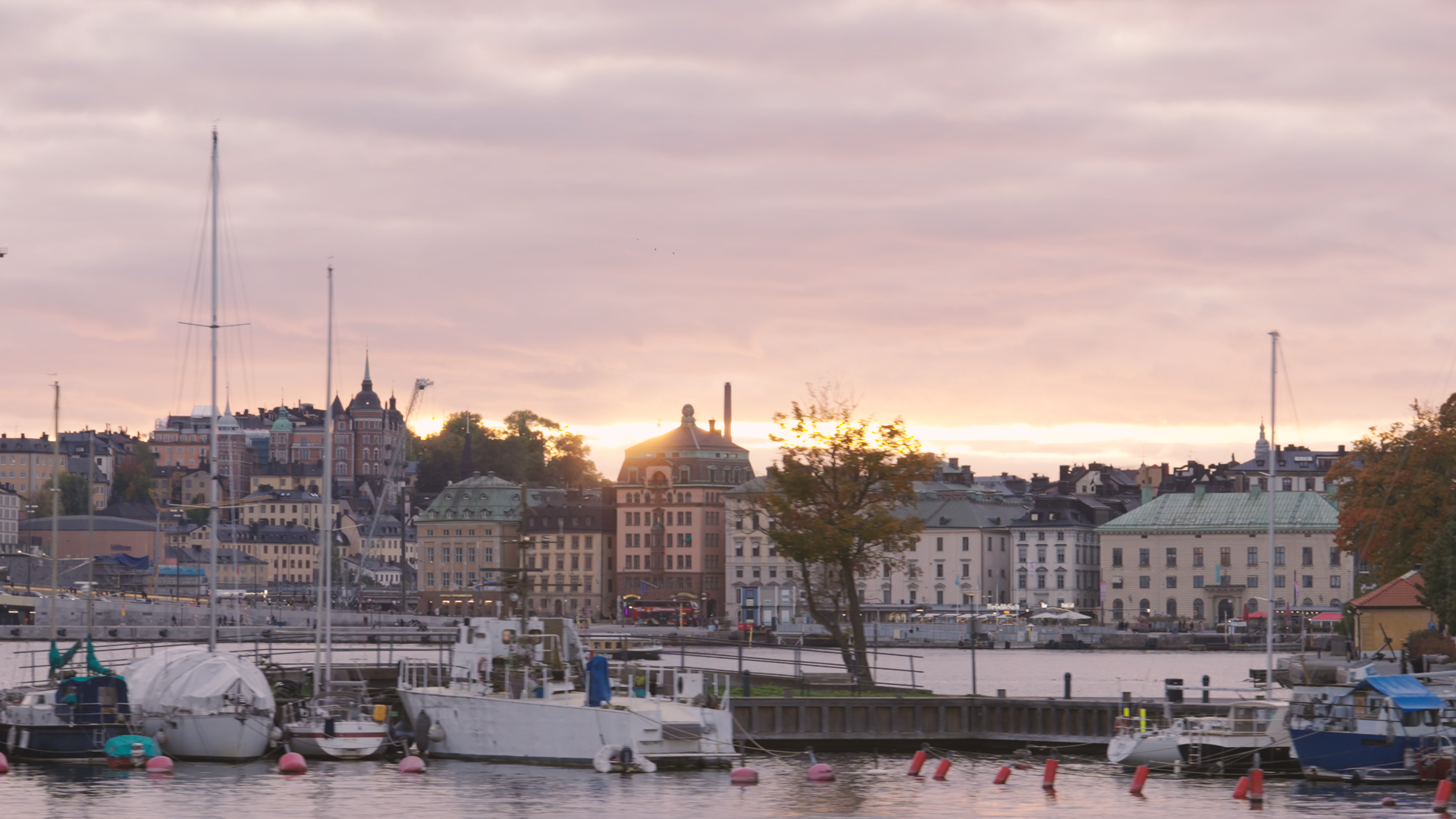 Stockholms hamn i kvällsljus